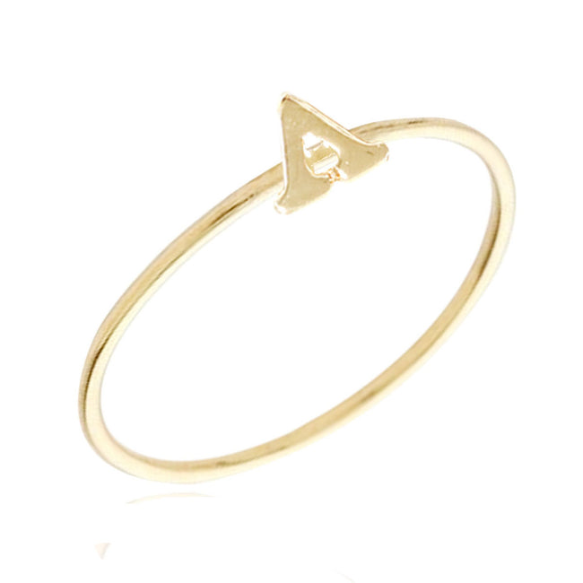 Gold Plated Stackable Initial Letter Ring Size 6