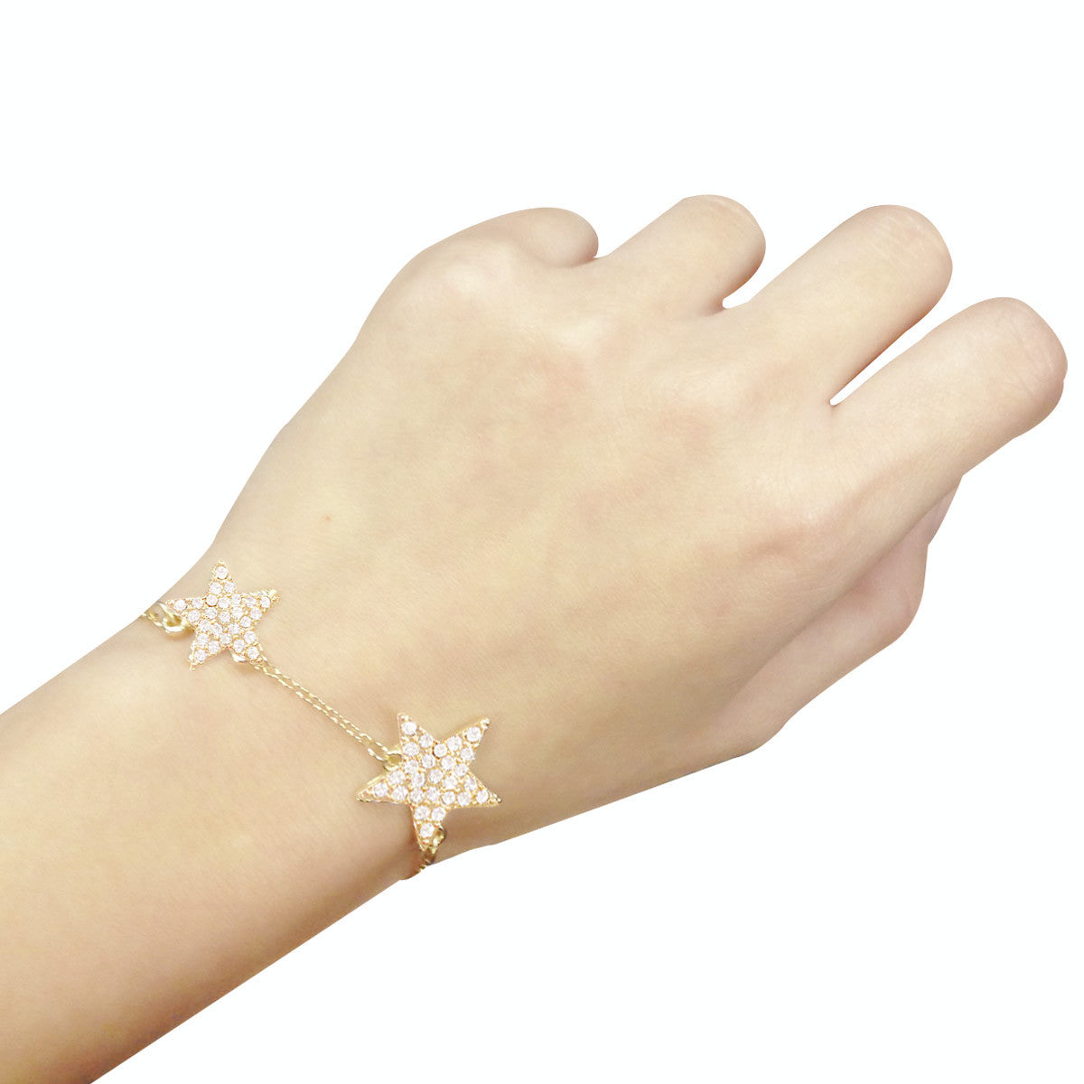 Wrapables Gold Plated Petite Double Crystal Star Bracelet