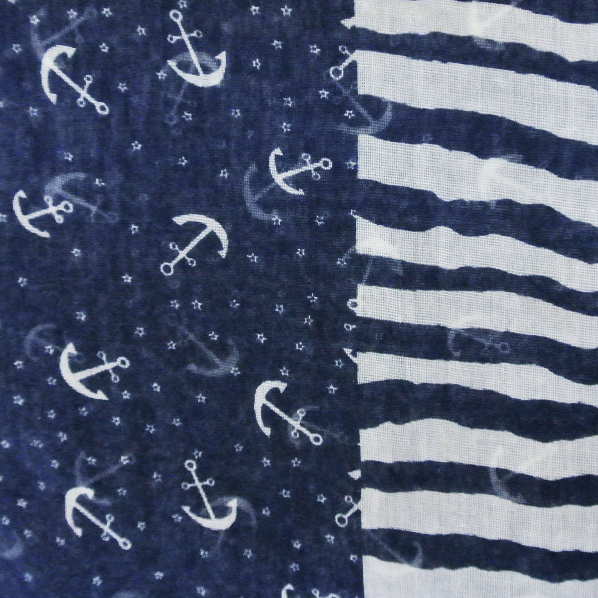 Wrapables Stripes and Anchor Nautical Marine Scarf 72" x 42"