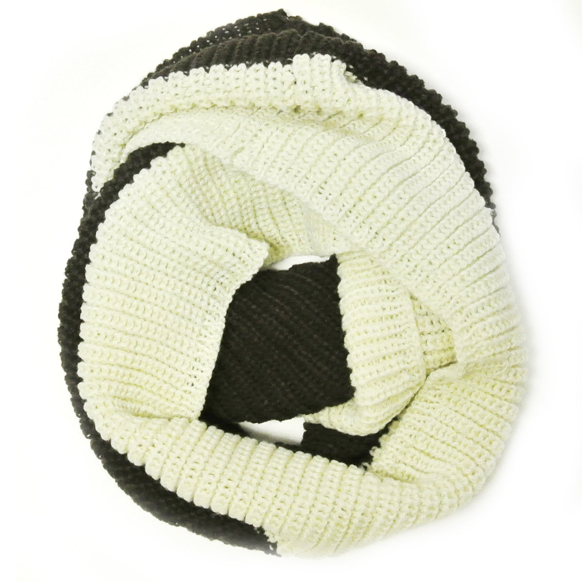 Wrapables Thick Knitted Winter Warm Infinity Wool Scarf - Coffee and Cream