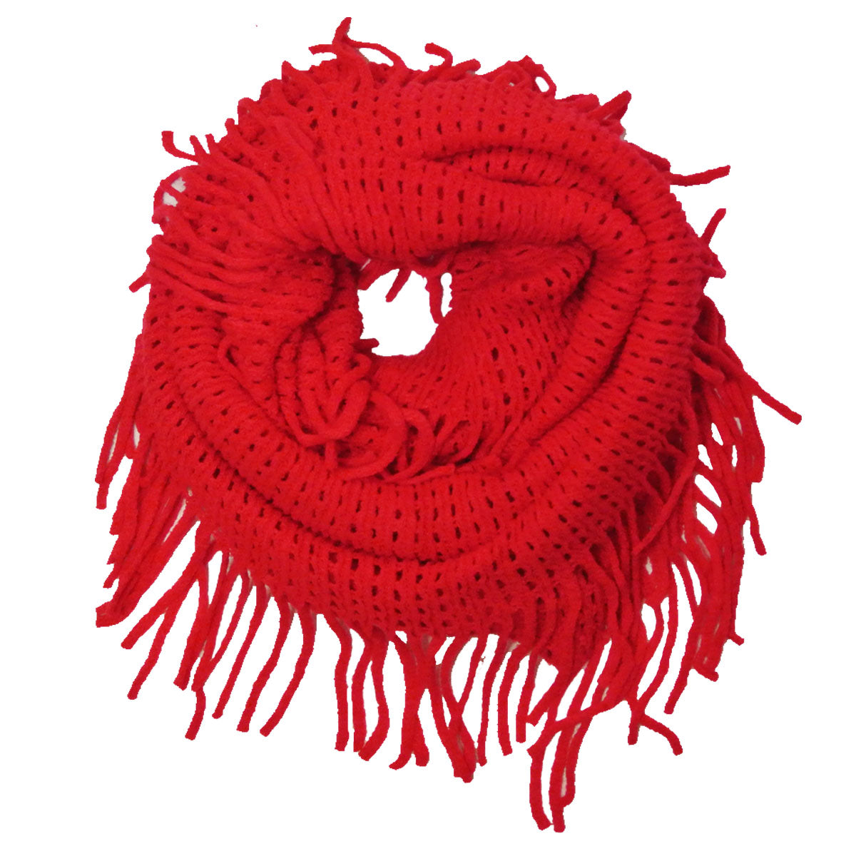 Wrapables Soft Crochet Infinity Scarf with Tassel Trim