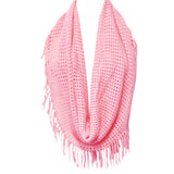 Wrapables Soft Crochet Infinity Scarf with Tassel Trim