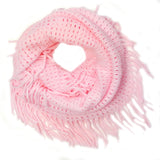 Wrapables Soft Crochet Infinity Scarf with Tassel Trim