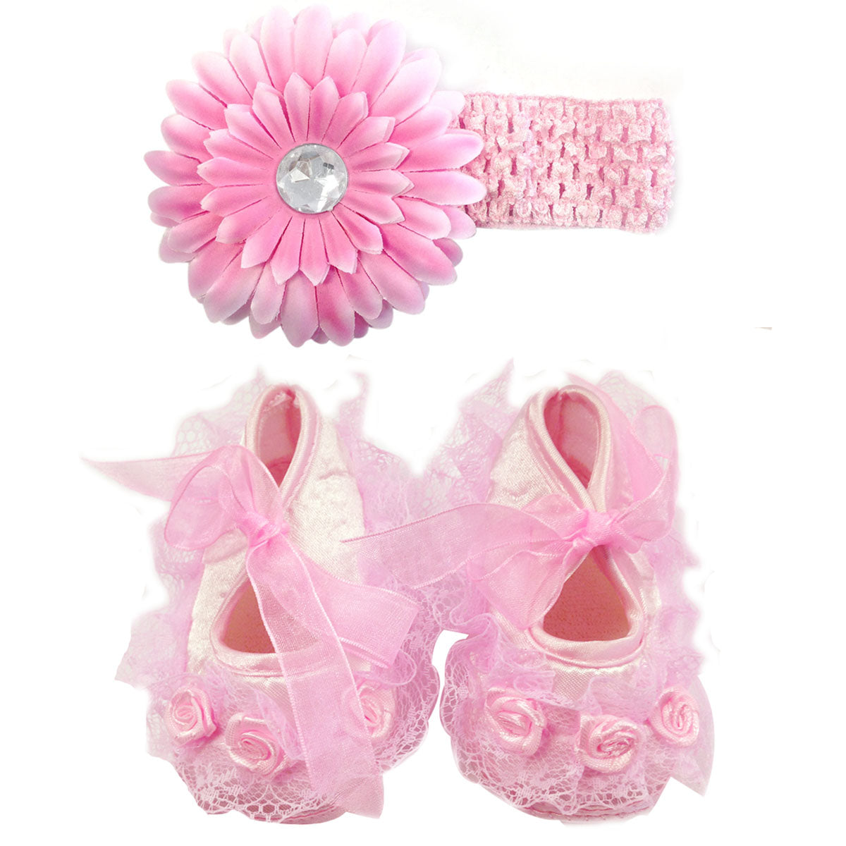 Wrapables Floral and Lace Princess Shoes and Headband Set
