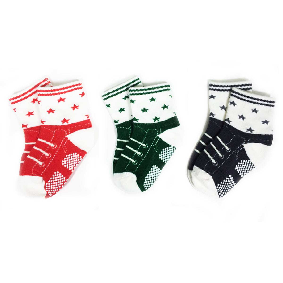 Wrapables Non-Skid Sneakers Baby Socks (Set of 3)