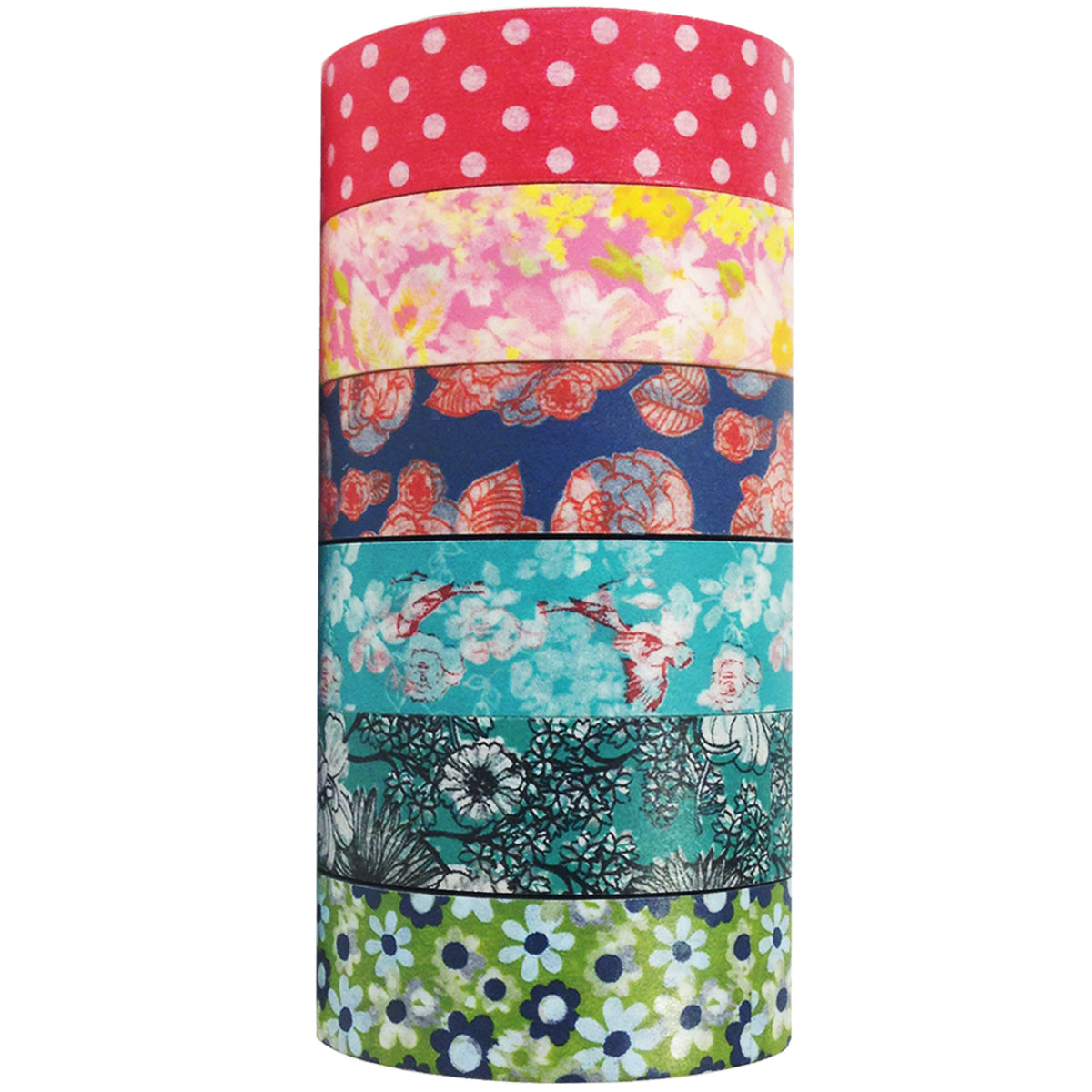 Wrapables Japanese Washi Masking Tape Collection, Premium Value Pack (Set of 6)