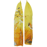 Wrapables Floral Bird Print Polyester and Silk Oblong Scarf