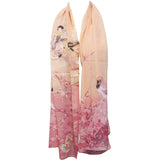 Wrapables Floral Bird Print Polyester and Silk Oblong Scarf