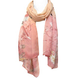 Wrapables Floral Bird Print Polyester and Silk Oblong Scarf