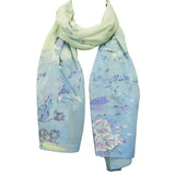 Wrapables Floral Bird Print Polyester and Silk Oblong Scarf