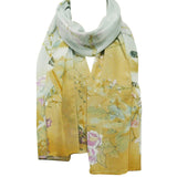 Wrapables Floral Bird Print Polyester and Silk Oblong Scarf