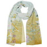 Wrapables Floral Bird Print Polyester and Silk Oblong Scarf