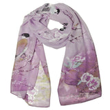 Wrapables Floral Bird Print Polyester and Silk Oblong Scarf