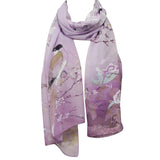 Wrapables Floral Bird Print Polyester and Silk Oblong Scarf