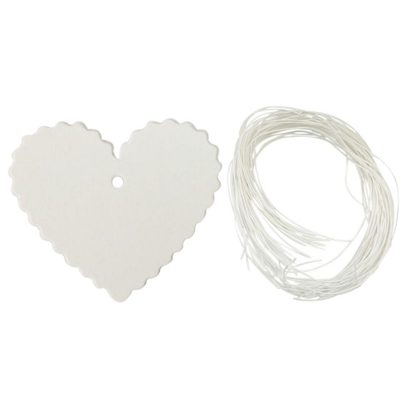 Wrapables 50 Gift Tags with Free Cut Strings - White Heart