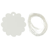 Wrapables 50 Gift Tags with Free Cut Strings - White Flower