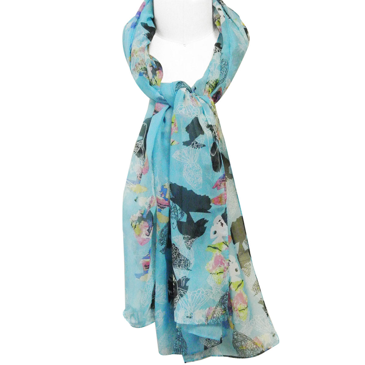 Wrapables Chiffon Under the Sea Fish Pattern Long Scarf