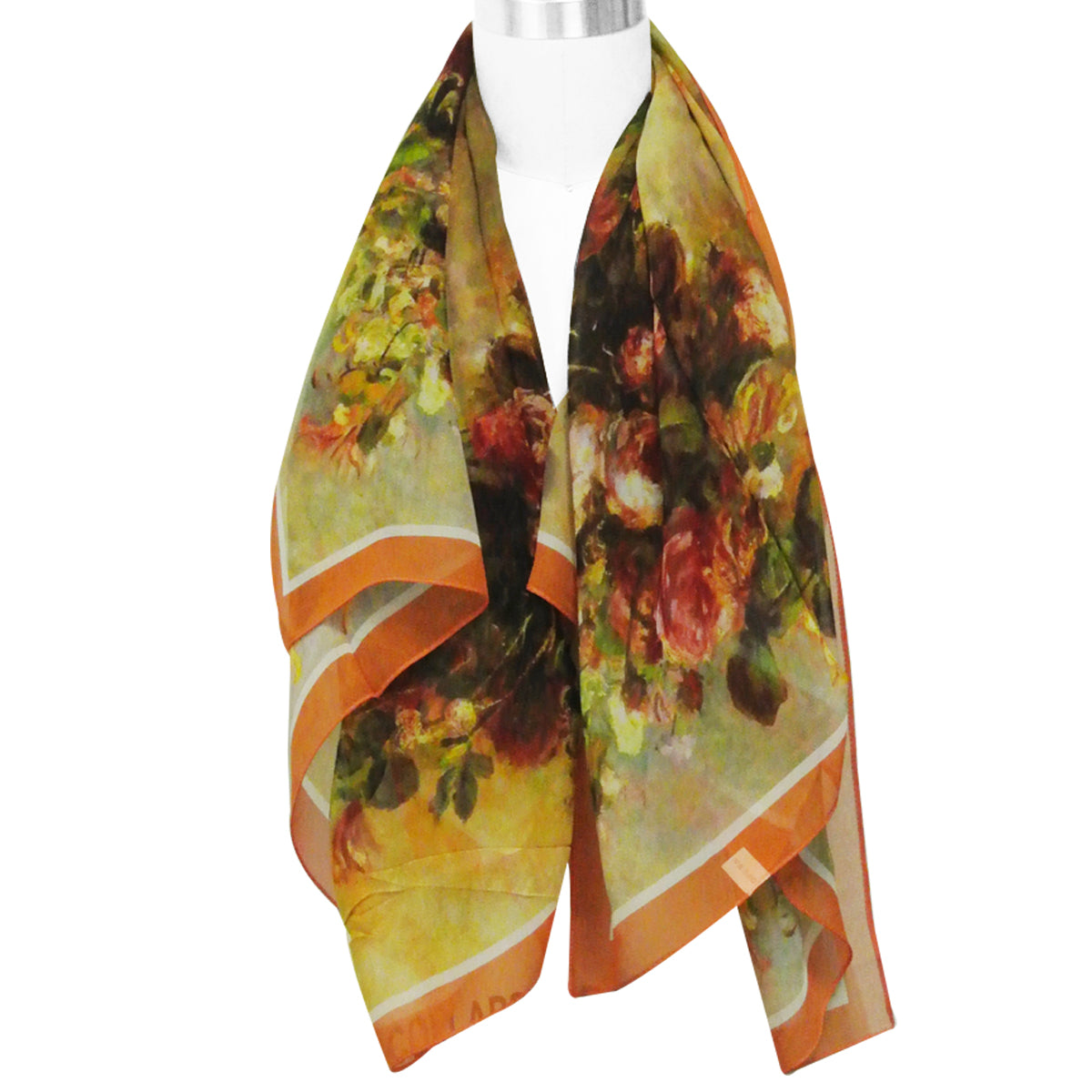 Wrapables 100% Mulberry Silk Floral Painting Square Scarf