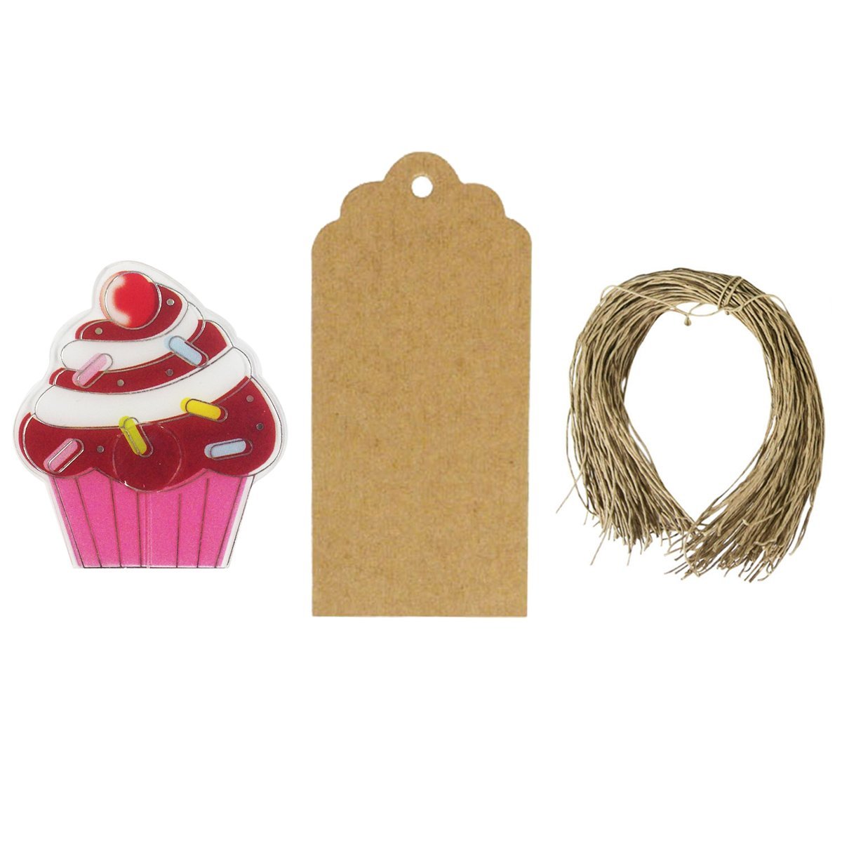 Wrapables Set of 50 Cupcake Bag Clips with 20 Scalloped Gift Tags