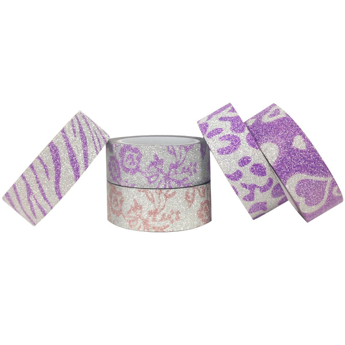 Wrapables Japanese Washi Masking Tape, Glitter Collection (Set of 6)