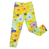 Wrapables Doodle and Floral Print Toddler Leggings Set of 2, White (Size 5)