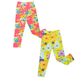 Wrapables Doodle and Floral Print Toddler Leggings Set of 2, White (Size 5)