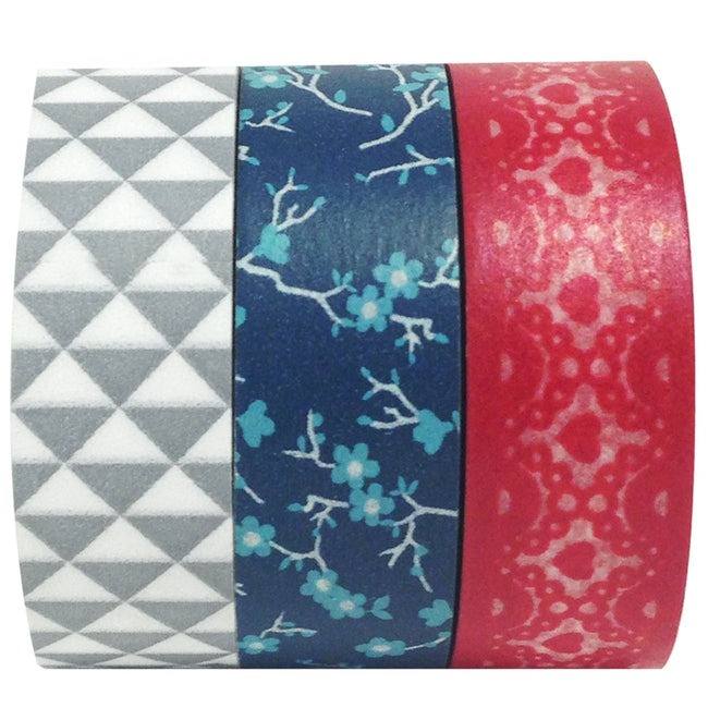Wrapables Red White and Blue Japanese Washi Masking Tape (Set of 3)