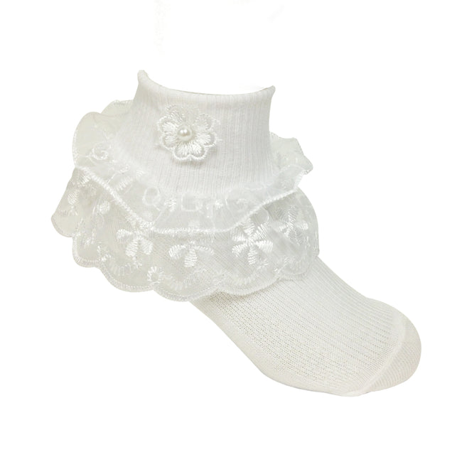 Wrapables Lil Miss Daisy Double Layer Lace Ruffle Socks (Size 4-6), Set of 2