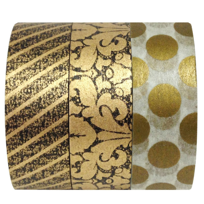 Wrapables Midas Touch Japanese Washi Masking Tape (Set of 3)