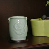 Wrapables Gifts & Decor 4.5 Inch Chinese Dragon & Phoenix Celadon Ceramic Vase
