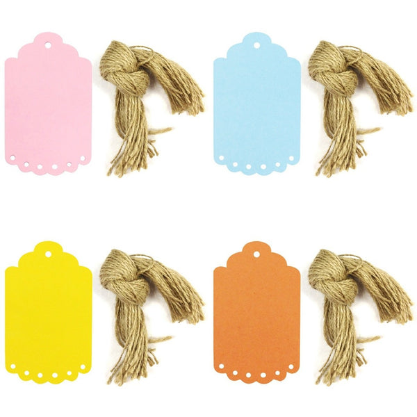 Wrapables 40 Gift Tags/Kraft Hang Tags with Free Cut Strings, Large Sc