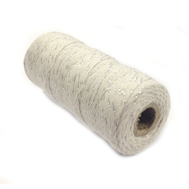 Wrapables Cotton Baker's Twine 12ply 100 Yard, Metalic Silver