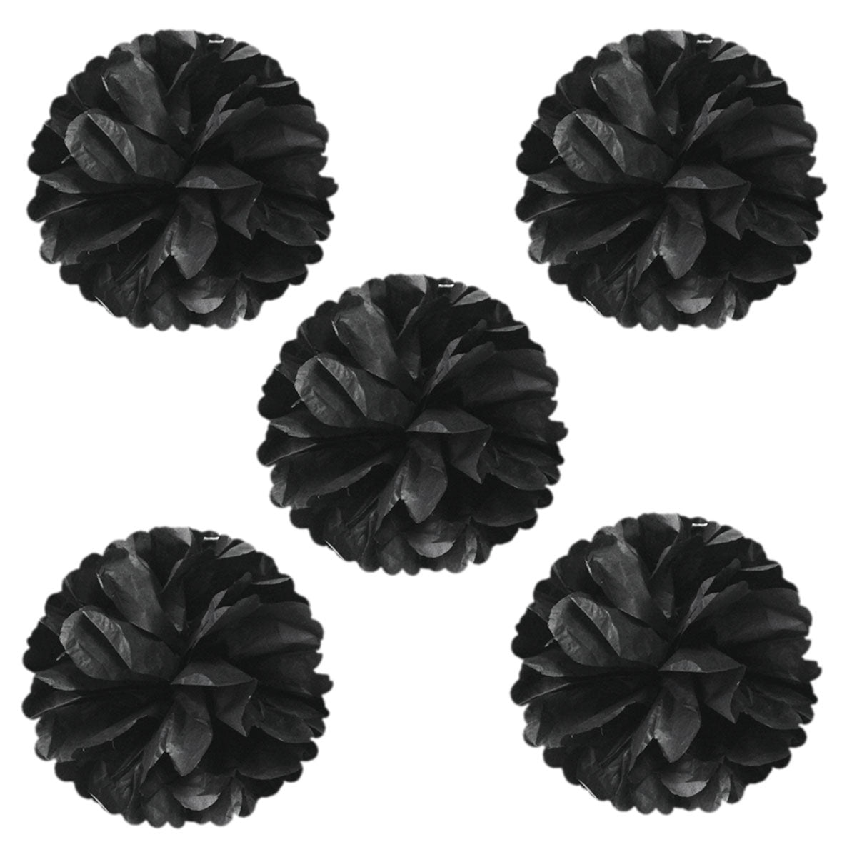 Wrapables Set of 9 Tissue Pom Pom Party Decorations for Weddings, Birthday Parties Baby Showers and Nursery Decor, Black/Silver/White