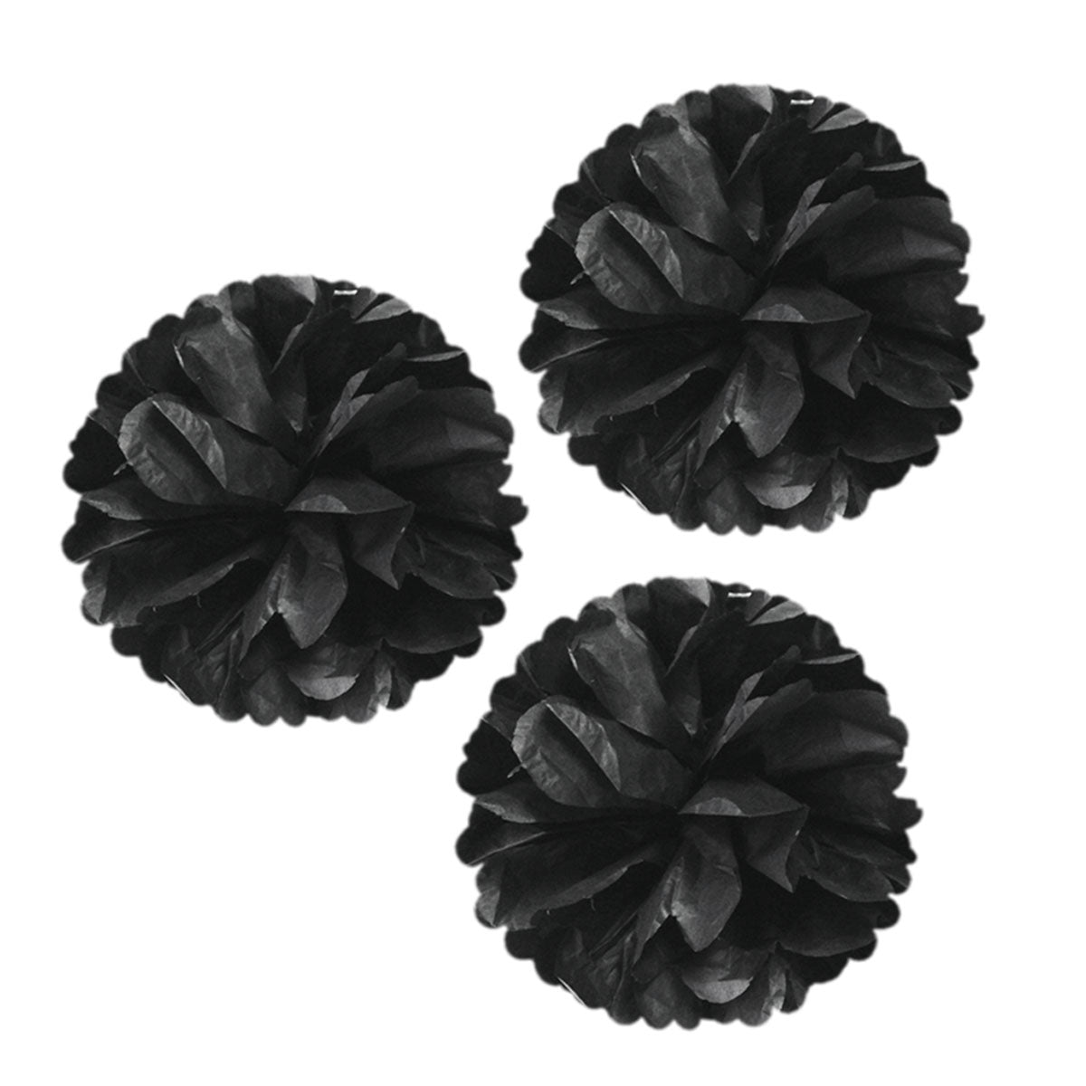 Black Tissue Pom Poms 3ct