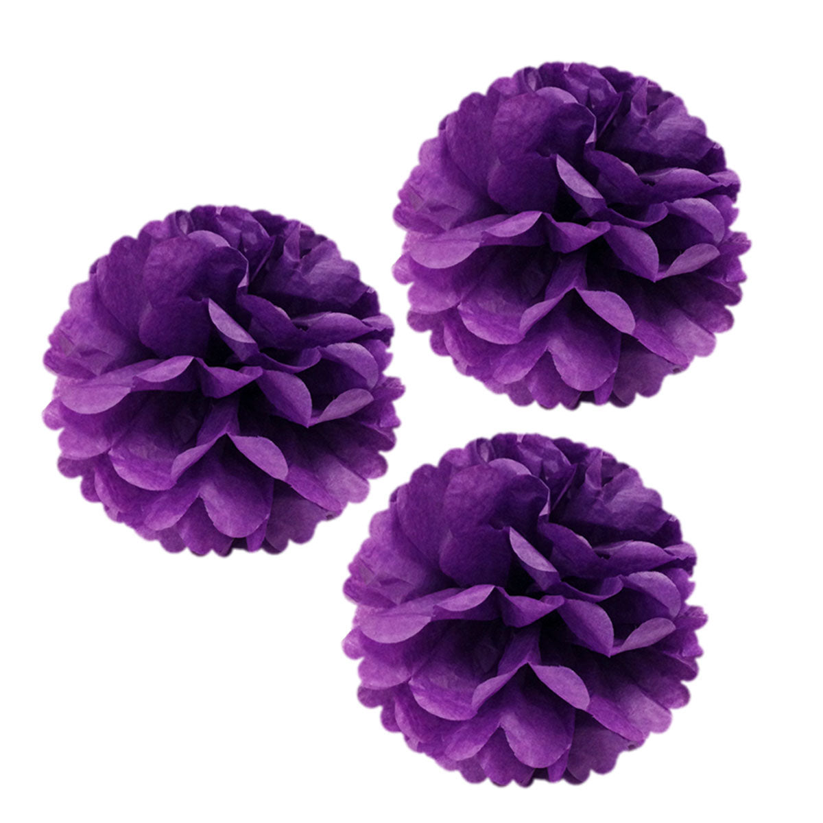 Wrapables 12 inch Set of 3 Tissue Pom Poms Party Decorations for Weddings, Birthday Parties Baby Showers and Nursery Dcor, Purple