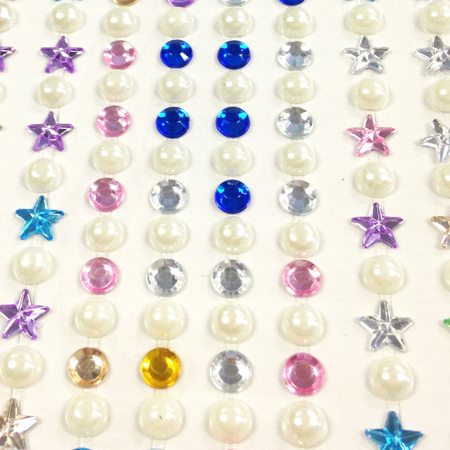 Wrapables 164 pieces Crystal Star and Pearl Stickers Adhesive Rhinestones