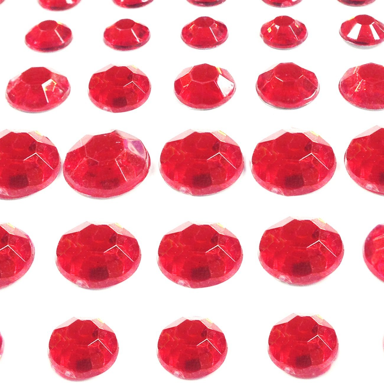 Wrapables 91-Piece Adhesive Rhinestone Crystal Diamond Sticker, 4/6/8/12mm, Red