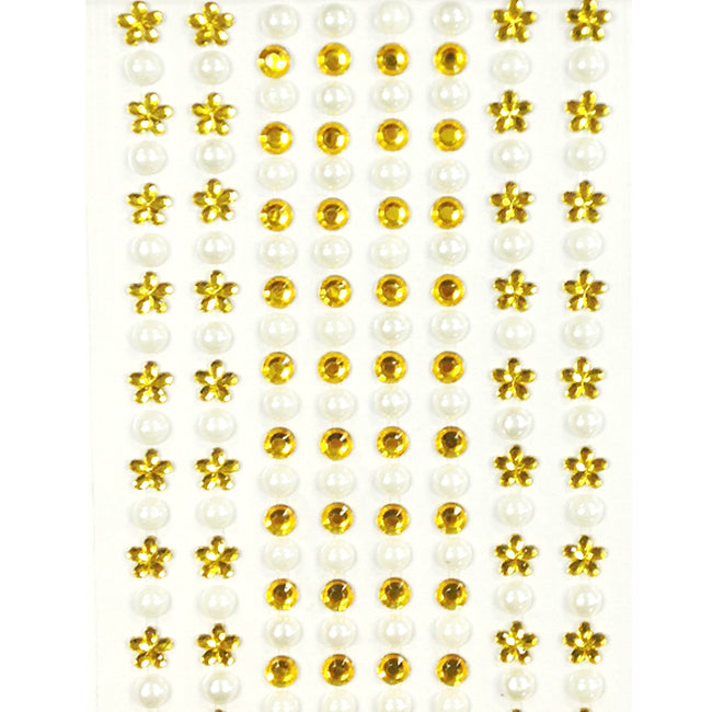 Wrapables 164 pieces Crystal Flower and Pearl Stickers Adhesive Rhinestones