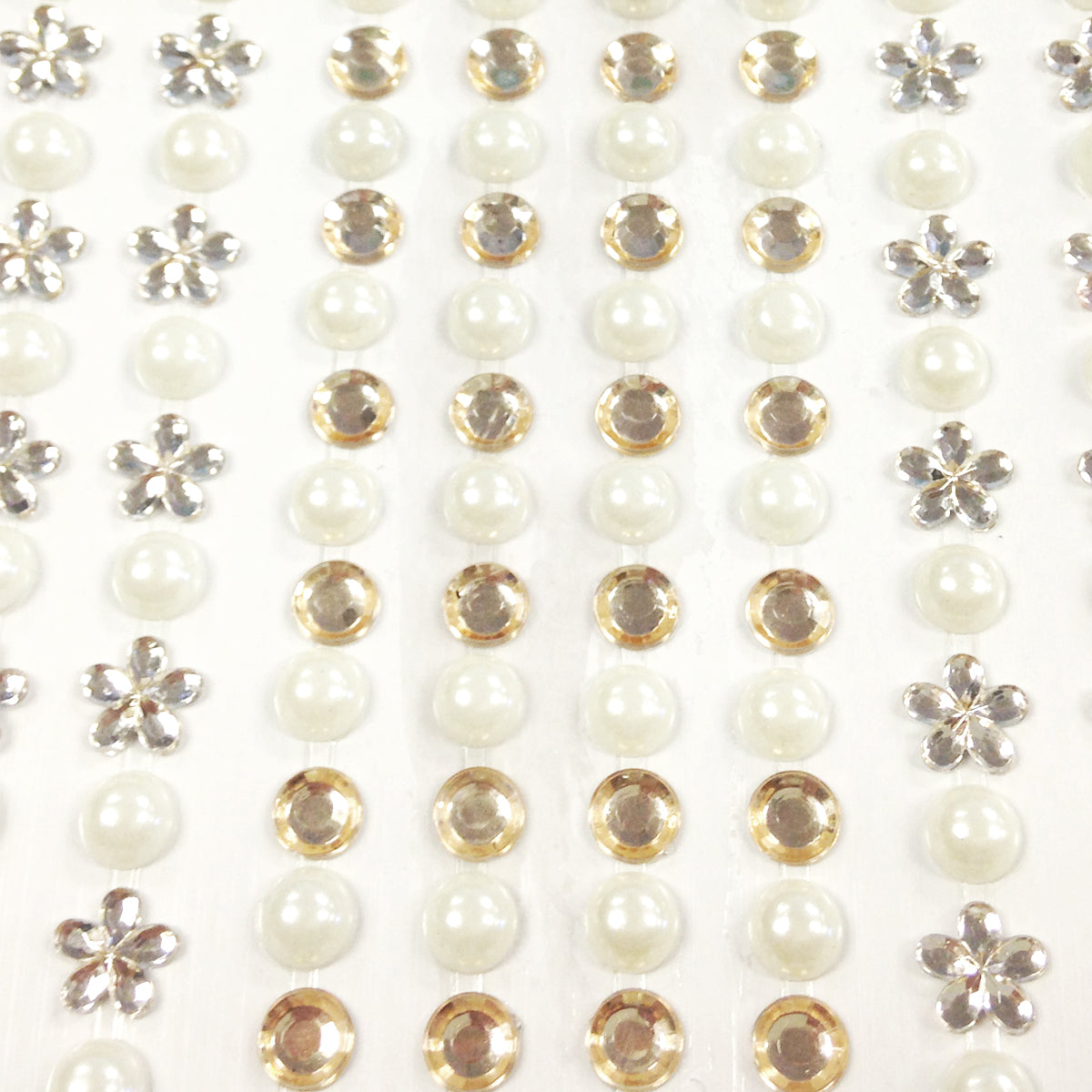 Wrapables 164 pieces Crystal Flower and Pearl Stickers Adhesive Rhinestones