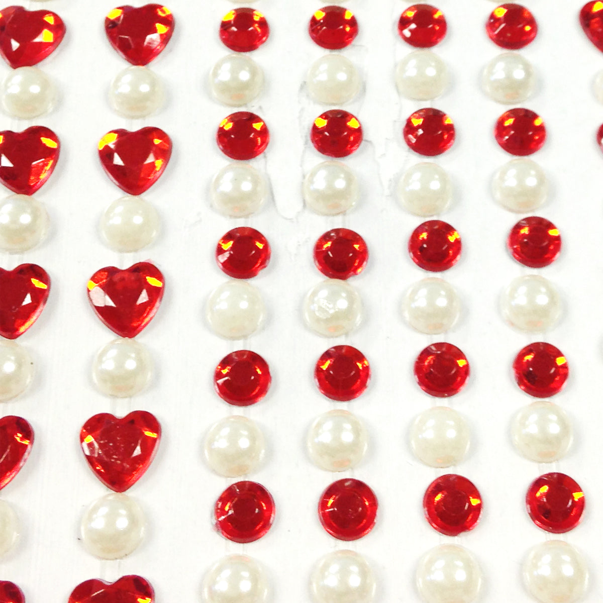 Wrapables 164 pieces Crystal Heart and Pearl Stickers Adhesive Rhinestones