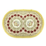 Wrapables 18.5 x 13 Inch Oval Vintage Floral Placemat with Gold Embroidery