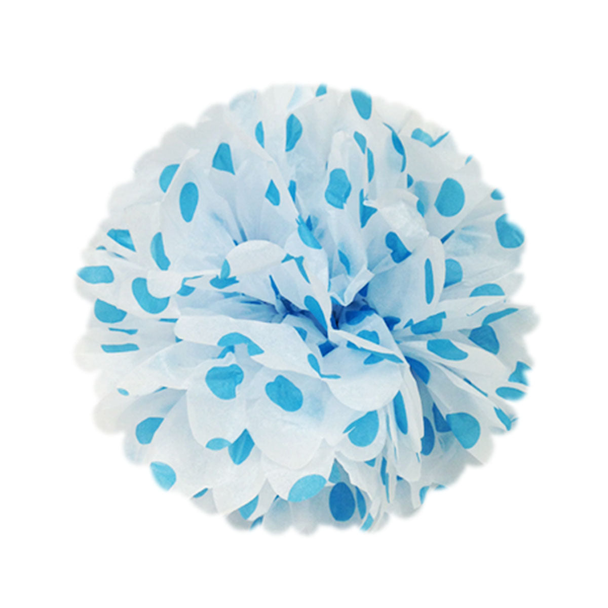 Wrapables Tissue Pom Poms Party Decorations for Weddings, Birthday Parties and Baby Showers, 8-inch, Blue Polka Dots, Set of 5