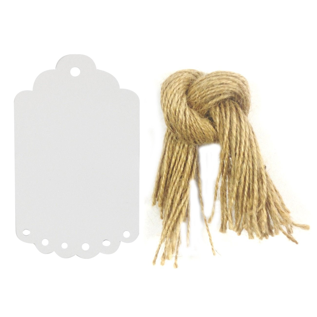 Wrapables 50 Gift Tags with Free Cut Strings  + Cotton Baker's Twine 4ply 110 Yard