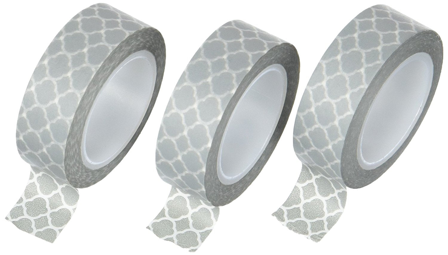 Wrapables Grey Marrakech Trellis Washi Masking Tape, Set of 3