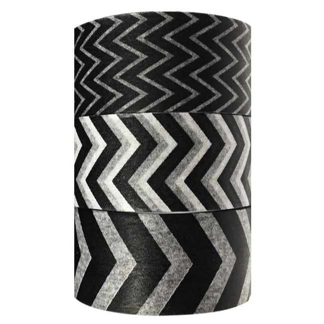 Wrapables Black and White Chevron Washi Masking Tape (Set of 3)