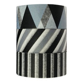 Wrapables Grey & Black Washi Masking Tape (Set of 3)