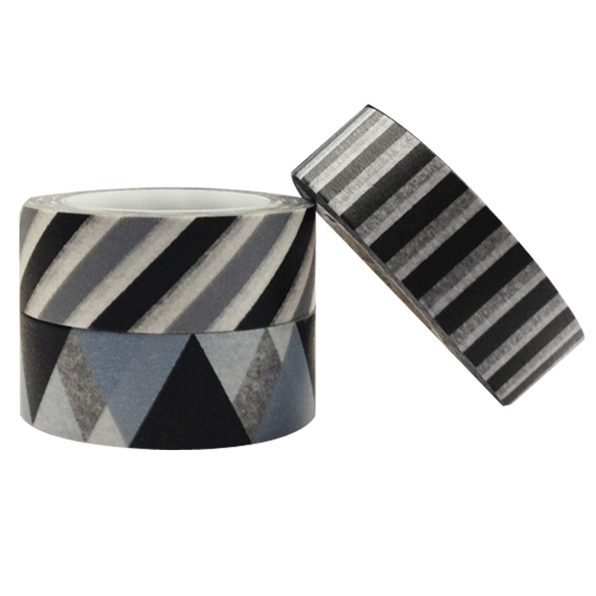 Wrapables Grey & Black Washi Masking Tape (Set of 3)