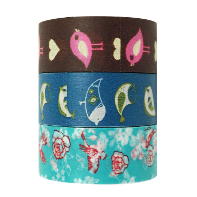 Wrapables Bye Bye Birdie Washi Masking Tape (Set of 3)