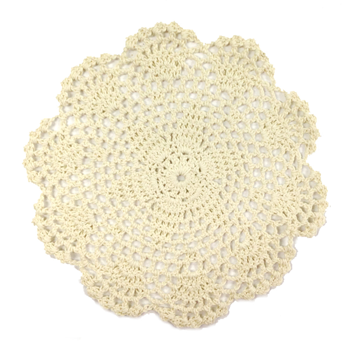 Wrapables Large Beige Round Crochet Cotton Doily Placemat, Set of 4