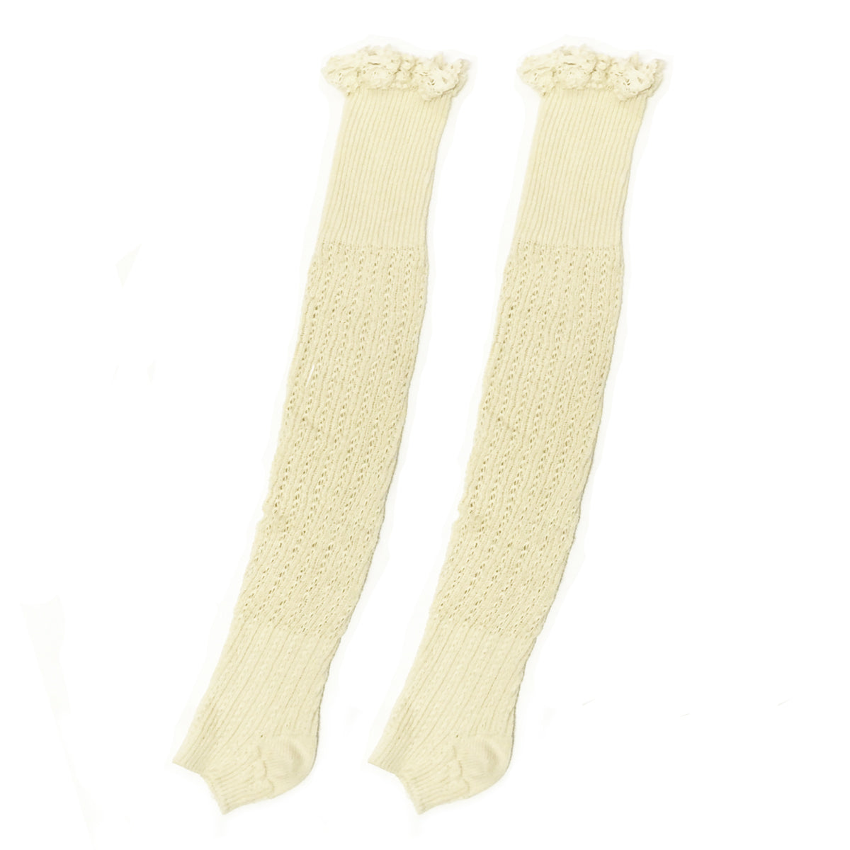 Wrapables Knitted Leg Warmers Boot Socks with Lace Trim